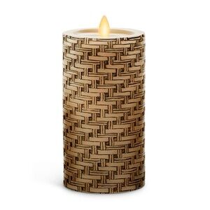 Luminara 3” x 6.5” Basket Weave Unscented Pillar.